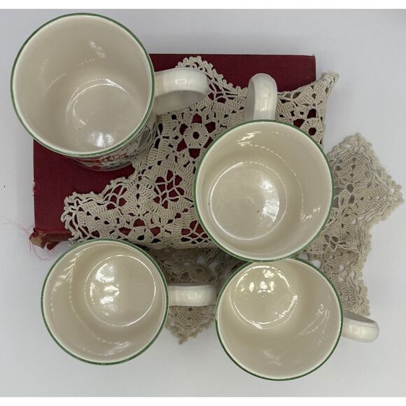 Set of Four Vintage SANGO Christmas Mugs Silent Night Holiday Ice Skaters Snow - Picture 8 of 9